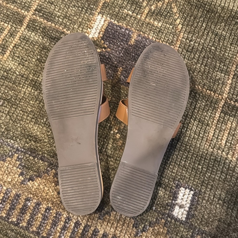 Steve Madden Tan Leather Slide Sandals – Women’s Size 10 - Picture 3 of 3